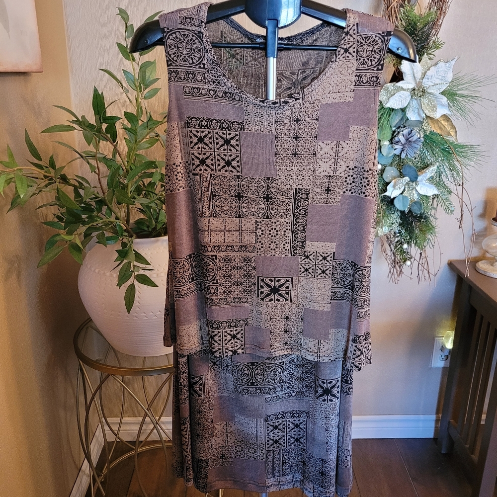 Sleeveless Tradition Patterned Tank and Skirt Set